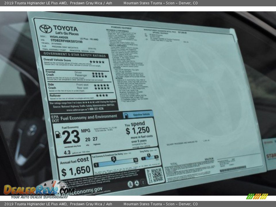 2019 Toyota Highlander LE Plus AWD Predawn Gray Mica / Ash Photo #11