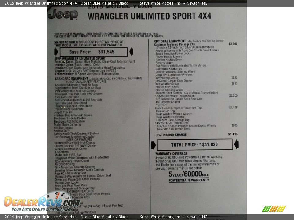2019 Jeep Wrangler Unlimited Sport 4x4 Ocean Blue Metallic / Black Photo #28