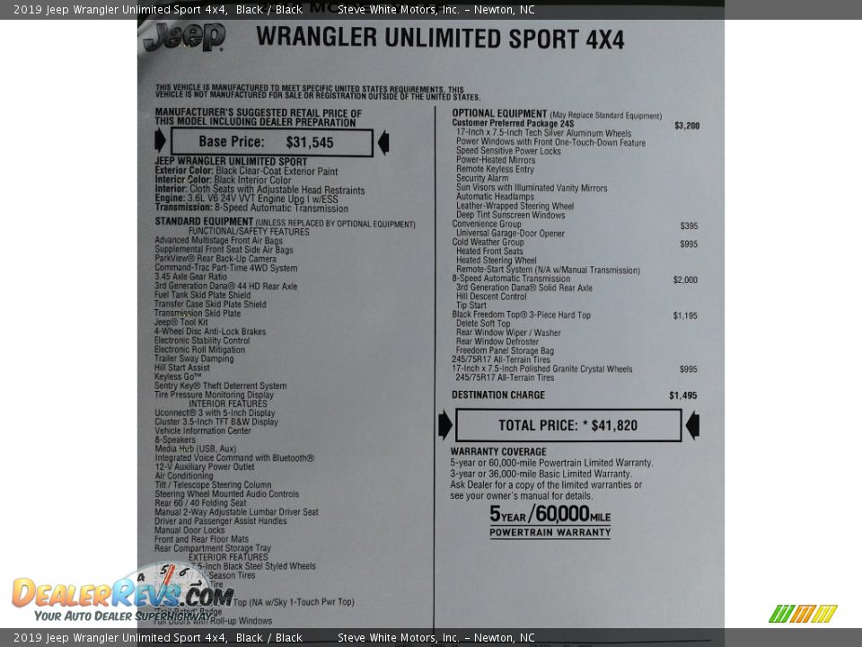 2019 Jeep Wrangler Unlimited Sport 4x4 Black / Black Photo #28