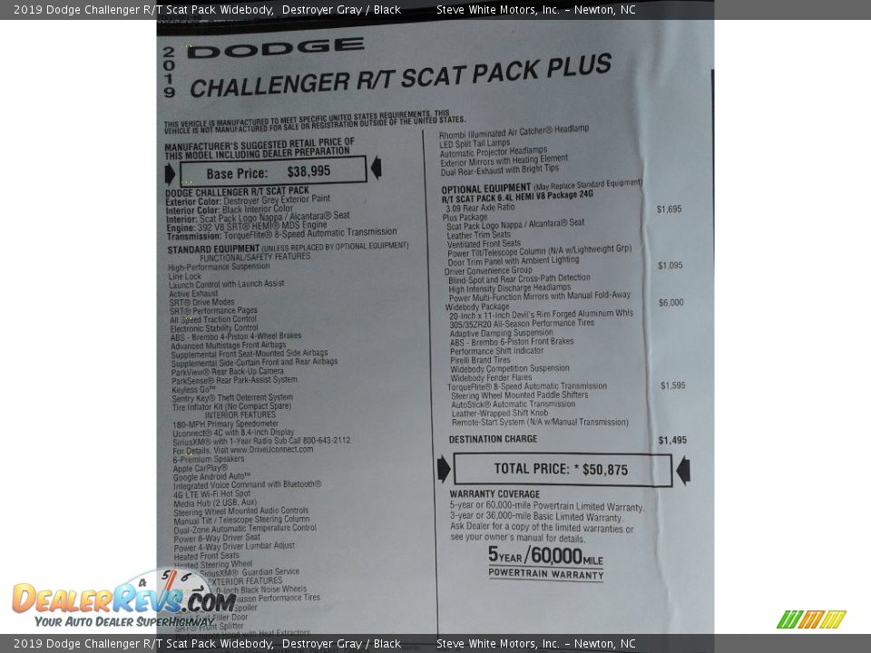 2019 Dodge Challenger R/T Scat Pack Widebody Destroyer Gray / Black Photo #34