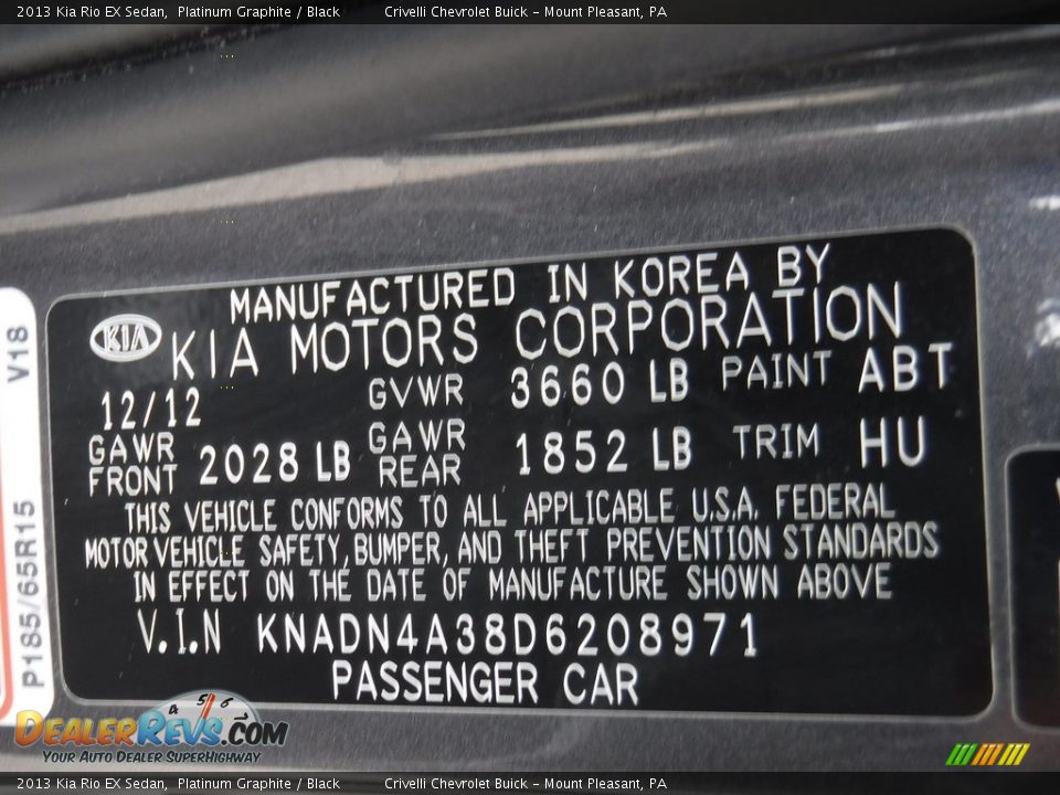 2013 Kia Rio EX Sedan Platinum Graphite / Black Photo #30