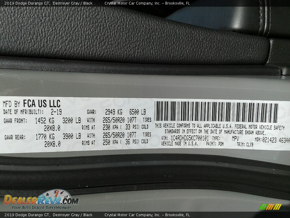 2019 Dodge Durango GT Destroyer Gray / Black Photo #21