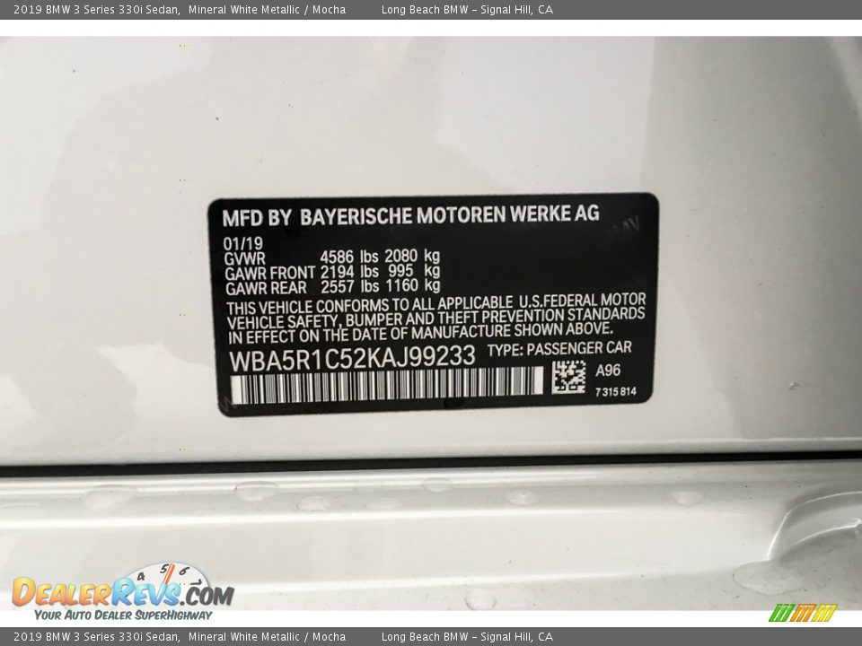 2019 BMW 3 Series 330i Sedan Mineral White Metallic / Mocha Photo #11