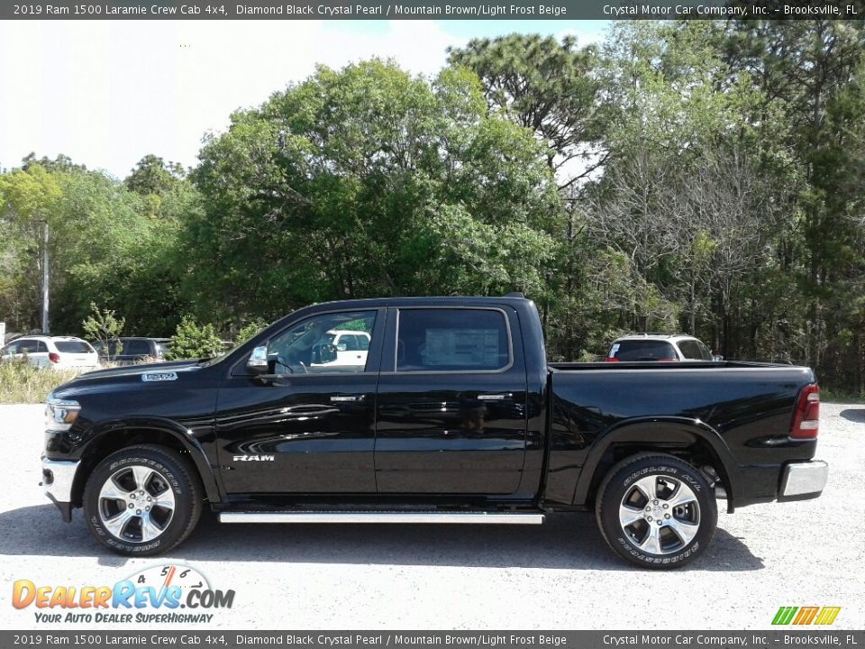 2019 Ram 1500 Laramie Crew Cab 4x4 Diamond Black Crystal Pearl / Mountain Brown/Light Frost Beige Photo #2