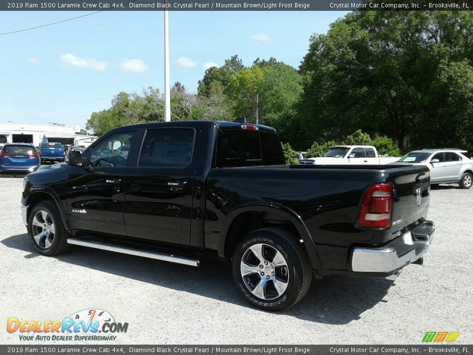 2019 Ram 1500 Laramie Crew Cab 4x4 Diamond Black Crystal Pearl / Mountain Brown/Light Frost Beige Photo #3