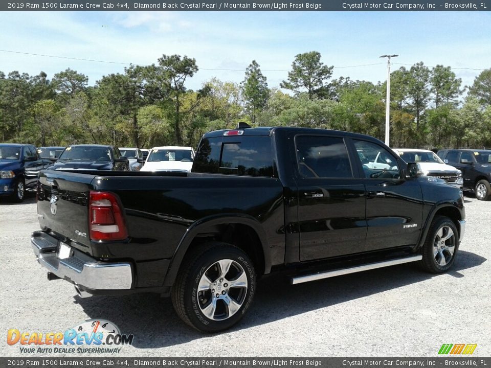 2019 Ram 1500 Laramie Crew Cab 4x4 Diamond Black Crystal Pearl / Mountain Brown/Light Frost Beige Photo #5