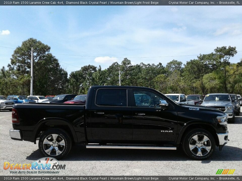 2019 Ram 1500 Laramie Crew Cab 4x4 Diamond Black Crystal Pearl / Mountain Brown/Light Frost Beige Photo #6