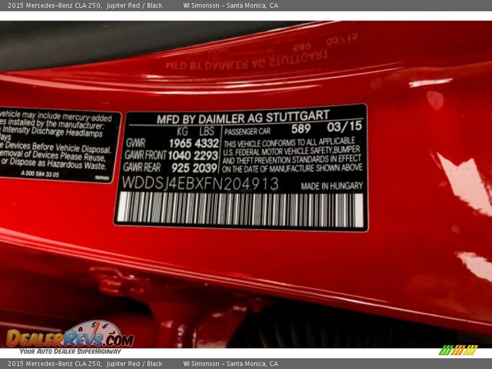 2015 Mercedes-Benz CLA 250 Jupiter Red / Black Photo #24