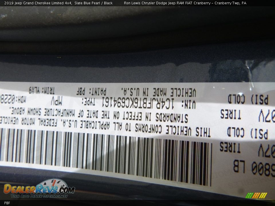 Jeep Color Code PBF Slate Blue Pearl