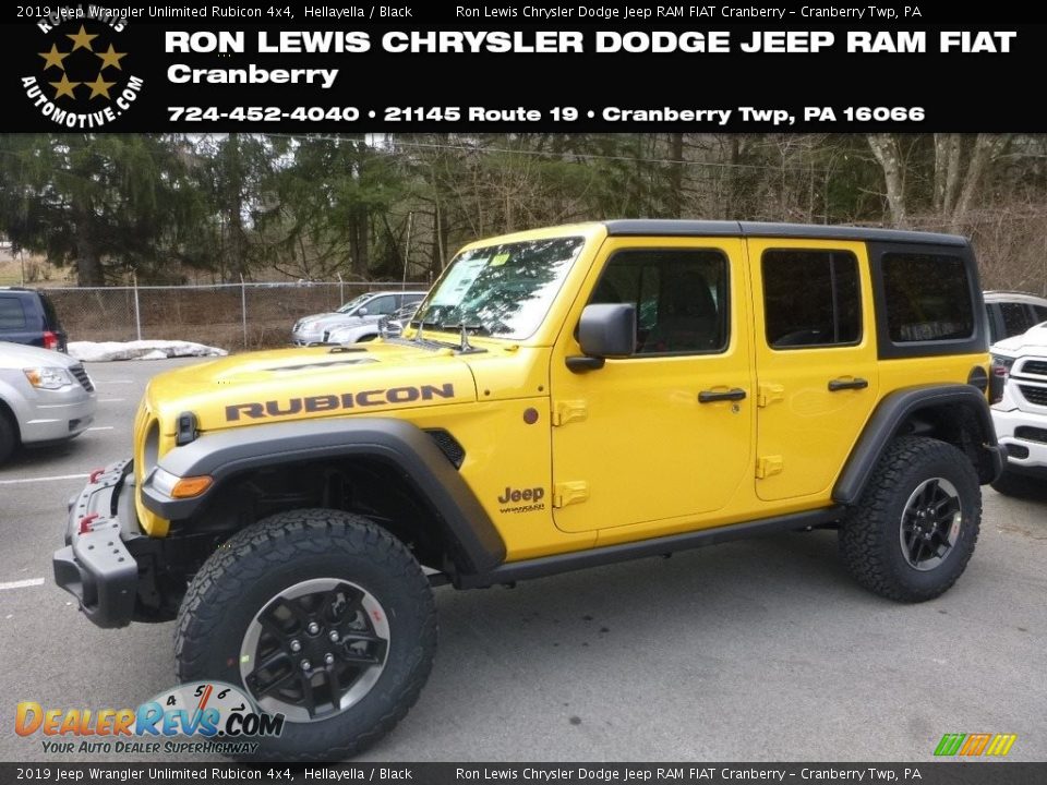 2019 Jeep Wrangler Unlimited Rubicon 4x4 Hellayella / Black Photo #1