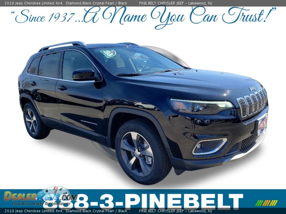 2019 Jeep Cherokee Limited 4x4 Diamond Black Crystal Pearl / Black Photo #1