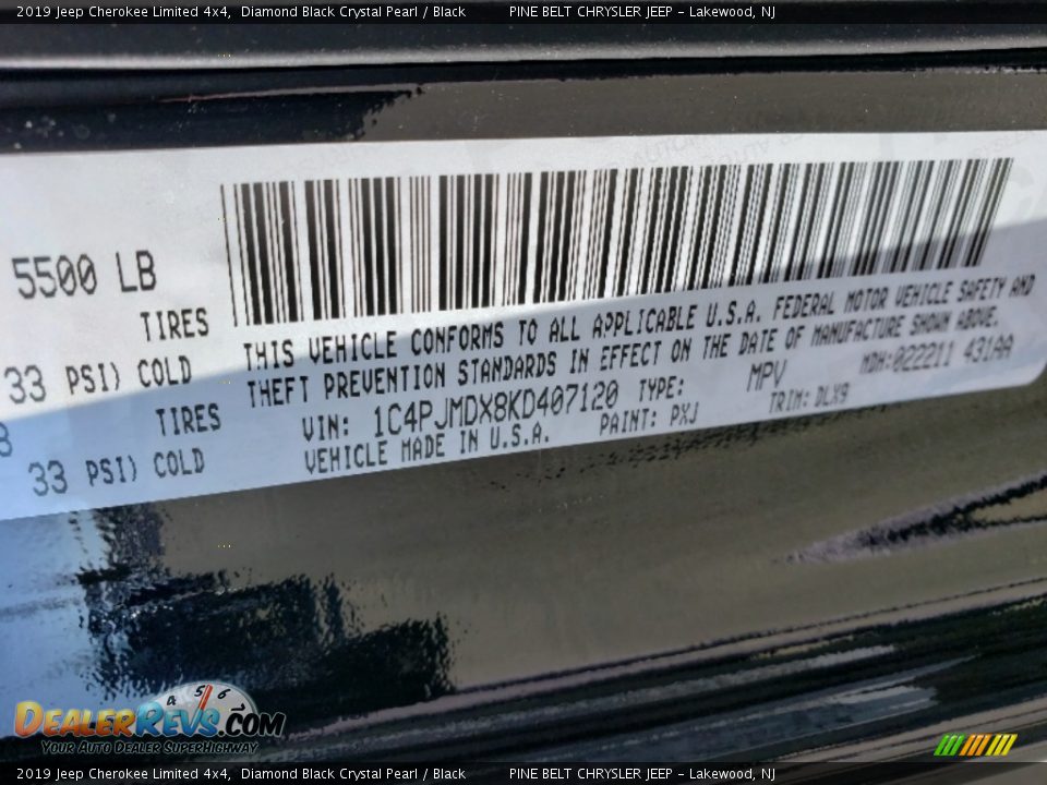 2019 Jeep Cherokee Limited 4x4 Diamond Black Crystal Pearl / Black Photo #9
