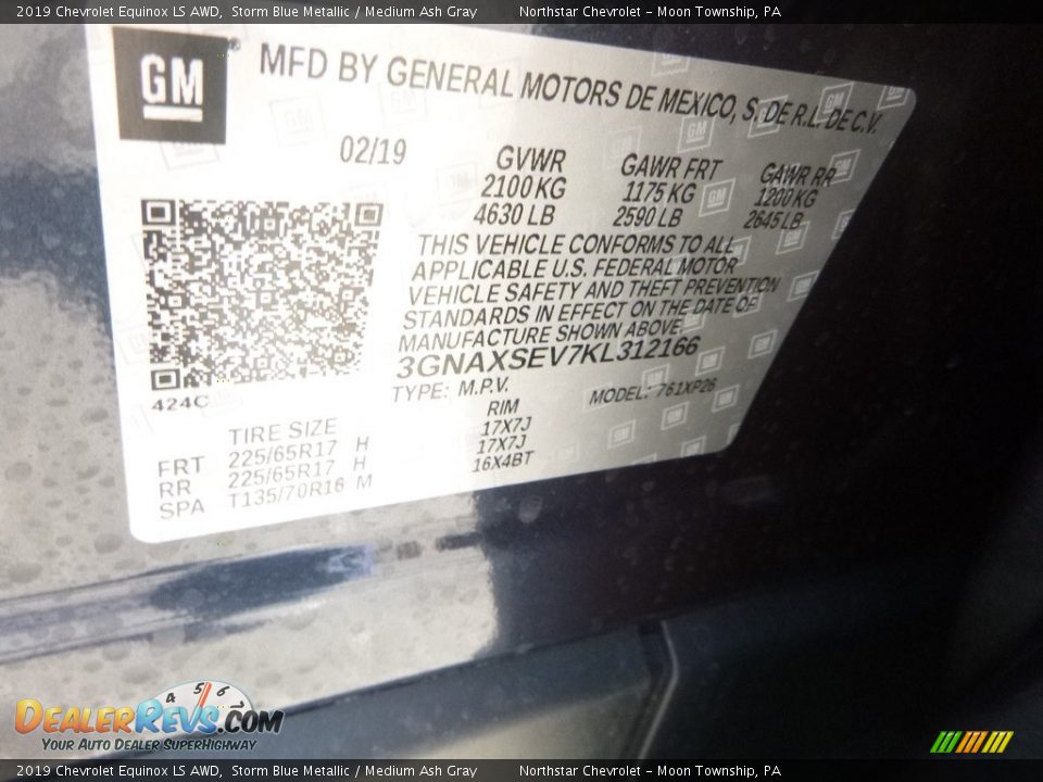 2019 Chevrolet Equinox LS AWD Storm Blue Metallic / Medium Ash Gray Photo #16