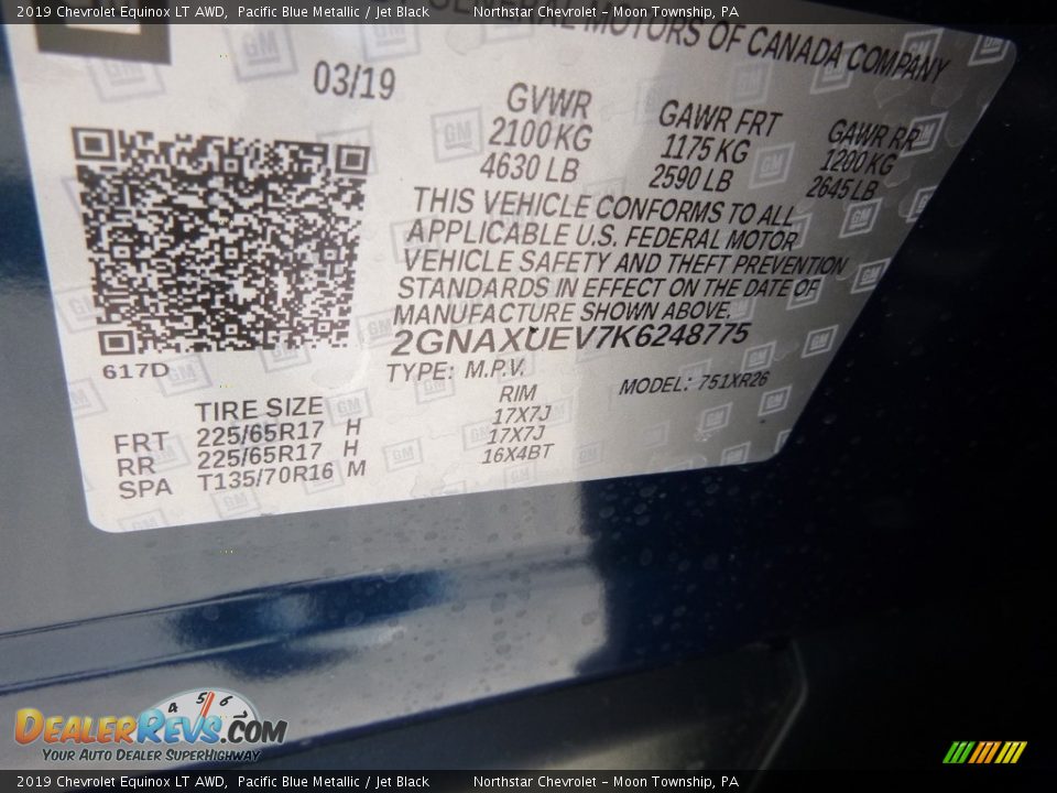 2019 Chevrolet Equinox LT AWD Pacific Blue Metallic / Jet Black Photo #16