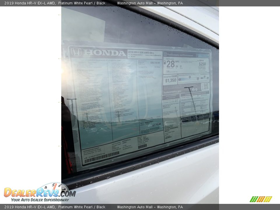 2019 Honda HR-V EX-L AWD Platinum White Pearl / Black Photo #15