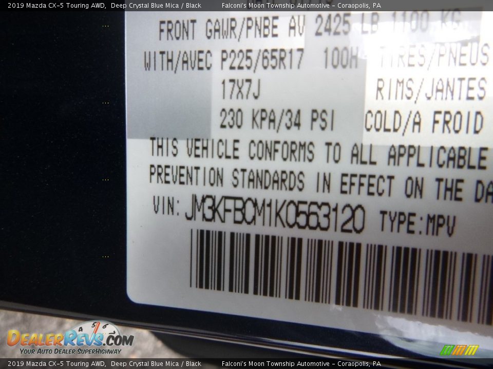 2019 Mazda CX-5 Touring AWD Deep Crystal Blue Mica / Black Photo #12
