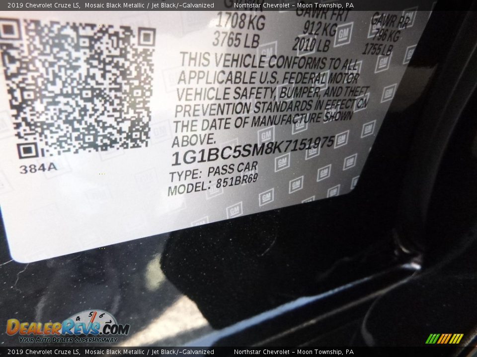 2019 Chevrolet Cruze LS Mosaic Black Metallic / Jet Black/­Galvanized Photo #16