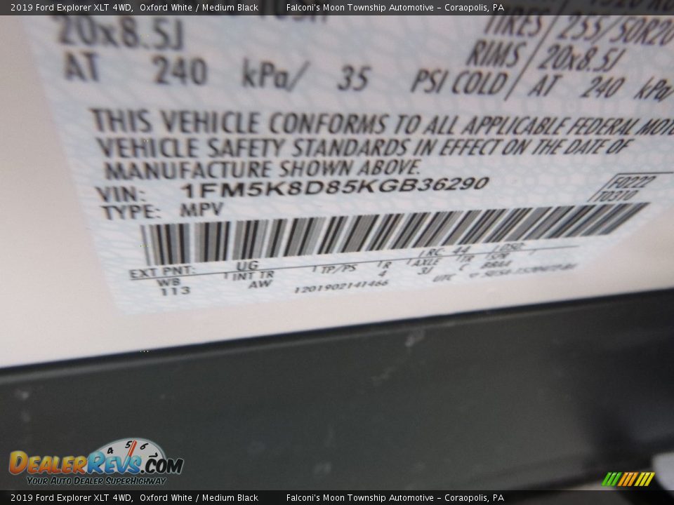 2019 Ford Explorer XLT 4WD Oxford White / Medium Black Photo #12