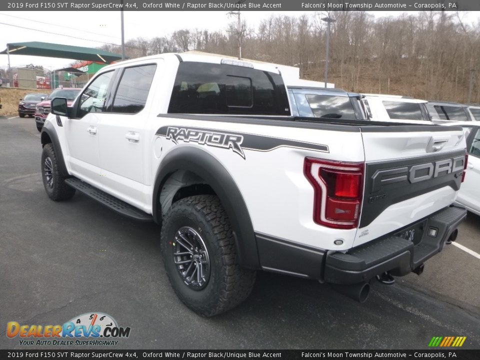 2019 Ford F150 SVT Raptor SuperCrew 4x4 Oxford White / Raptor Black/Unique Blue Accent Photo #3