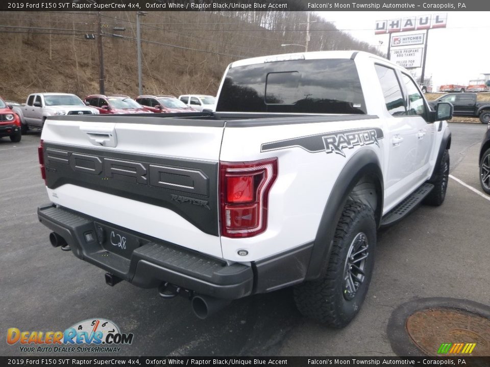 2019 Ford F150 SVT Raptor SuperCrew 4x4 Oxford White / Raptor Black/Unique Blue Accent Photo #5