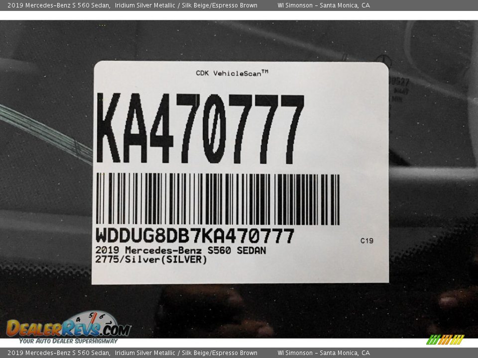 2019 Mercedes-Benz S 560 Sedan Iridium Silver Metallic / Silk Beige/Espresso Brown Photo #11
