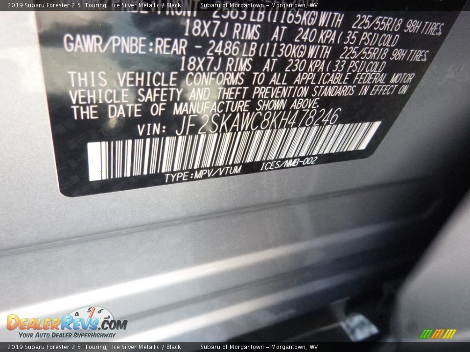 2019 Subaru Forester 2.5i Touring Ice Silver Metallic / Black Photo #16