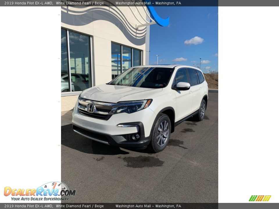 2019 Honda Pilot EX-L AWD White Diamond Pearl / Beige Photo #2