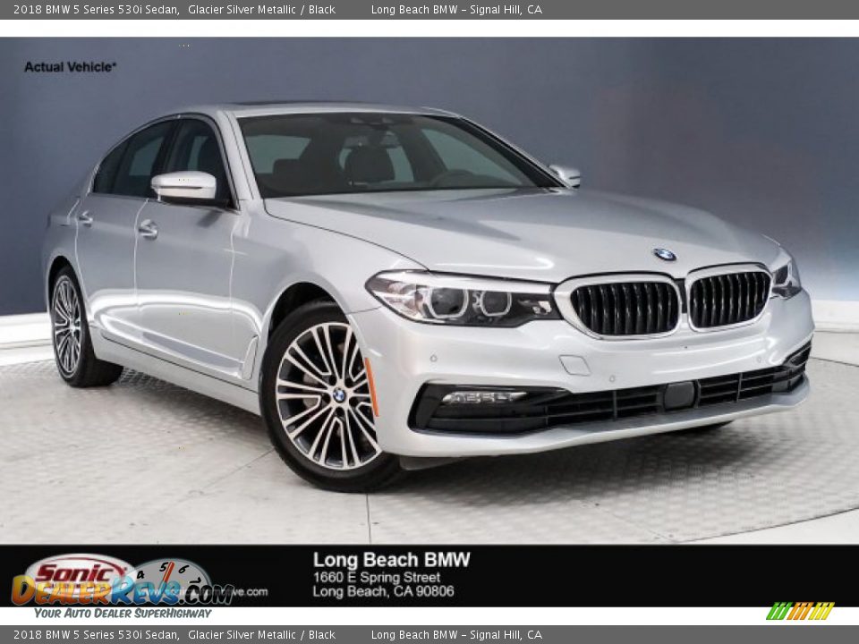 2018 BMW 5 Series 530i Sedan Glacier Silver Metallic / Black Photo #1