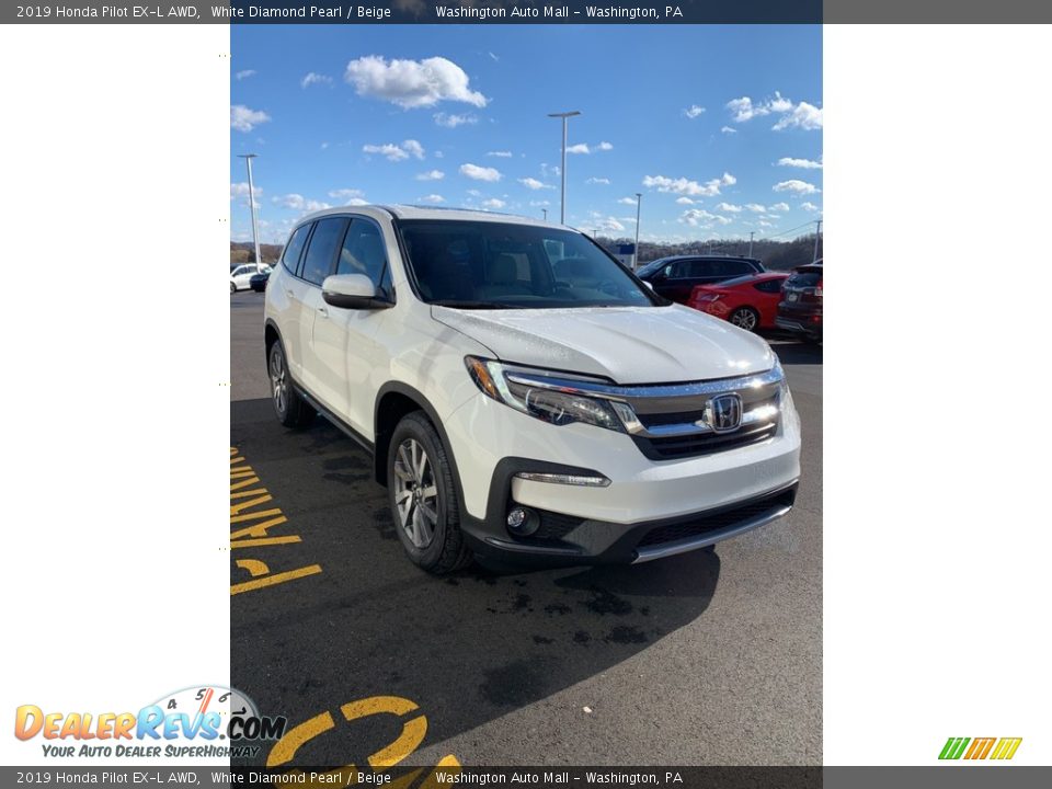 2019 Honda Pilot EX-L AWD White Diamond Pearl / Beige Photo #4