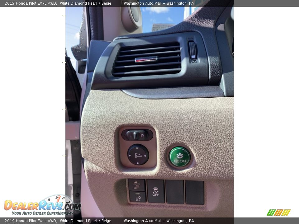 2019 Honda Pilot EX-L AWD White Diamond Pearl / Beige Photo #10