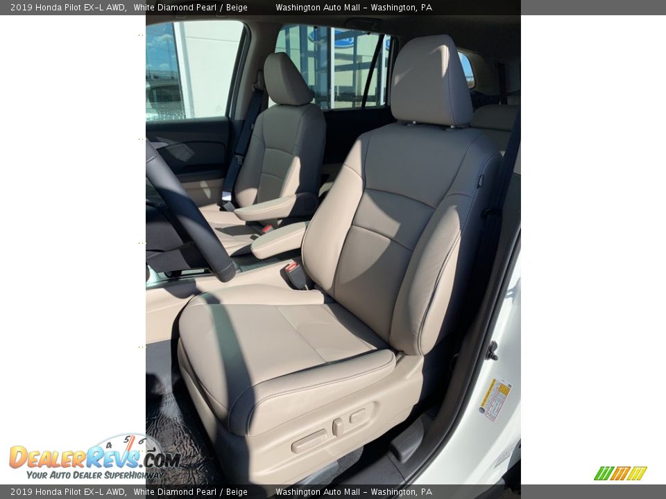 2019 Honda Pilot EX-L AWD White Diamond Pearl / Beige Photo #11