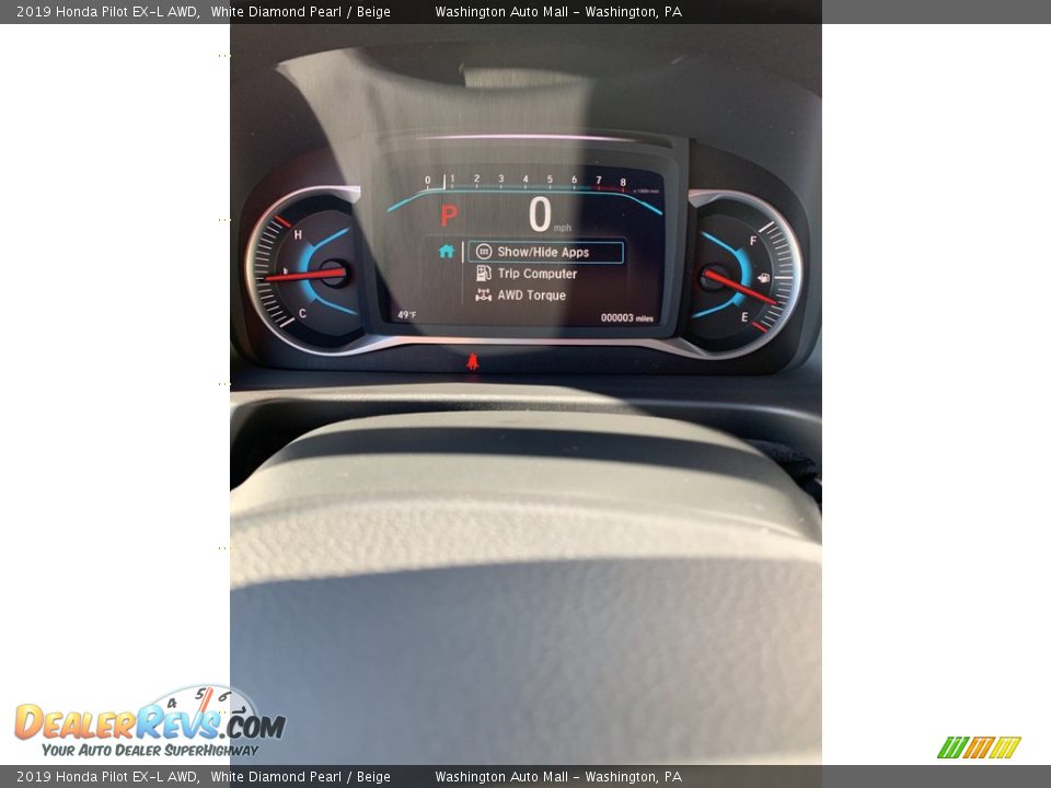 2019 Honda Pilot EX-L AWD White Diamond Pearl / Beige Photo #36