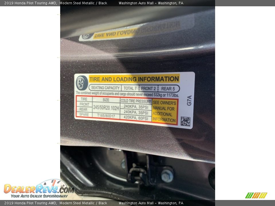 2019 Honda Pilot Touring AWD Modern Steel Metallic / Black Photo #13