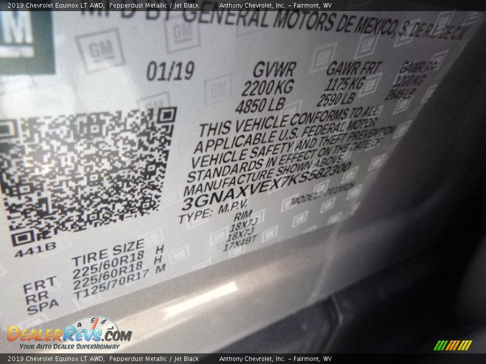 2019 Chevrolet Equinox LT AWD Pepperdust Metallic / Jet Black Photo #15