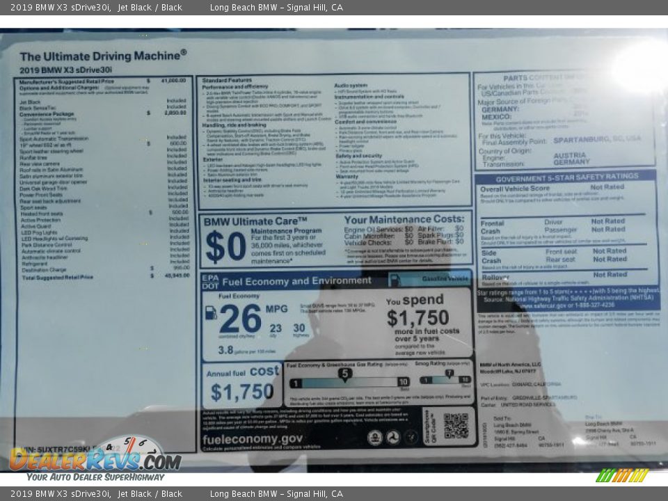 2019 BMW X3 sDrive30i Jet Black / Black Photo #10