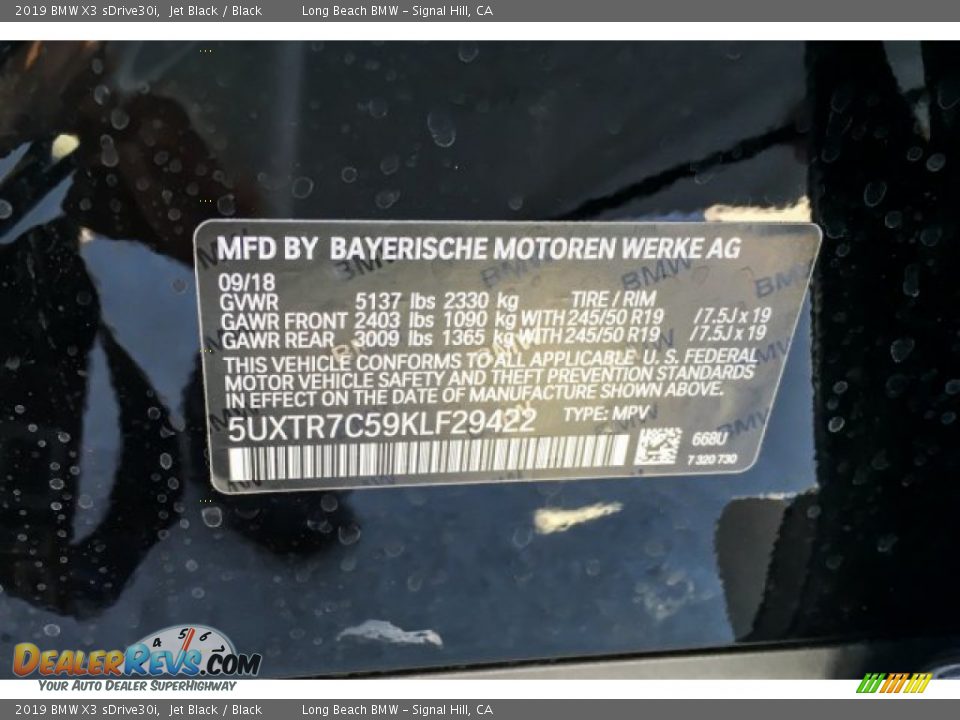 2019 BMW X3 sDrive30i Jet Black / Black Photo #11