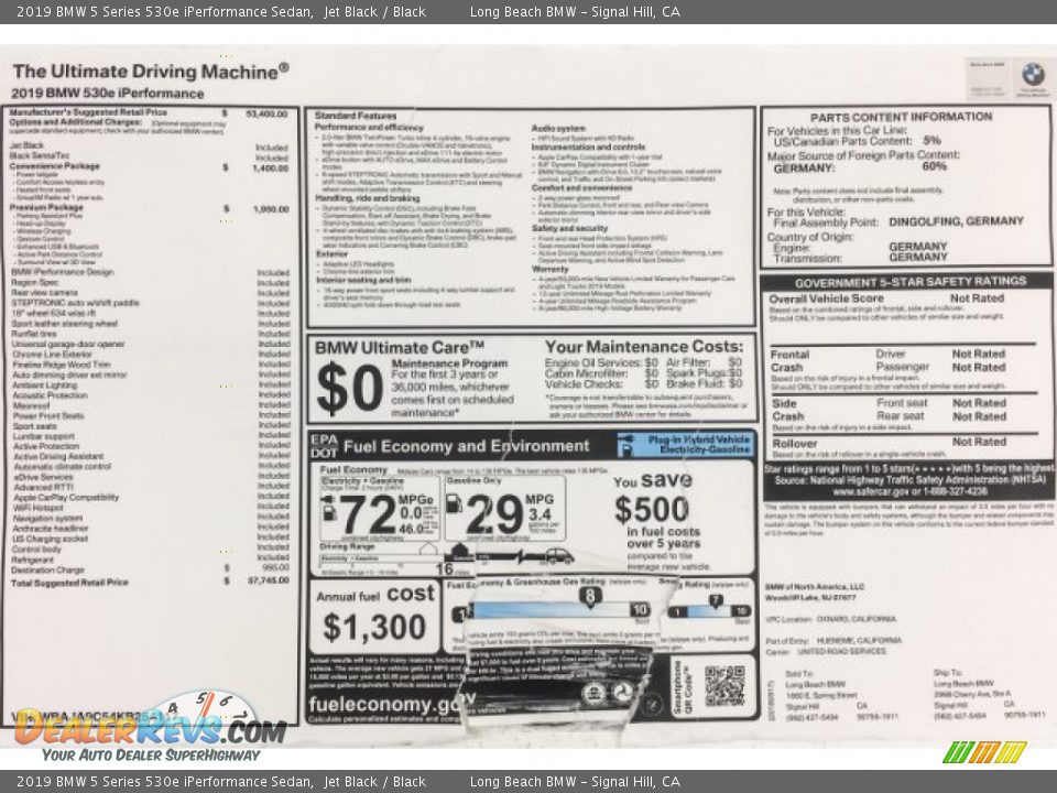 2019 BMW 5 Series 530e iPerformance Sedan Jet Black / Black Photo #10