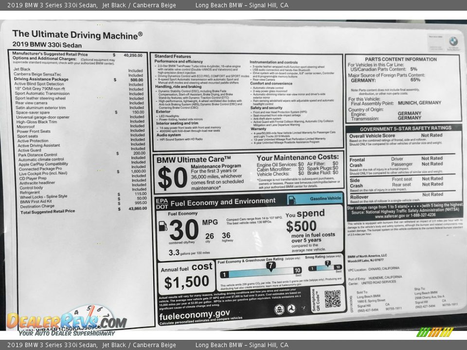 2019 BMW 3 Series 330i Sedan Jet Black / Canberra Beige Photo #10