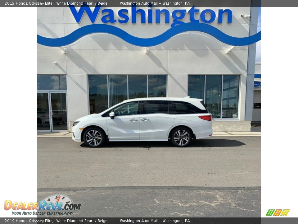 2019 Honda Odyssey Elite White Diamond Pearl / Beige Photo #1