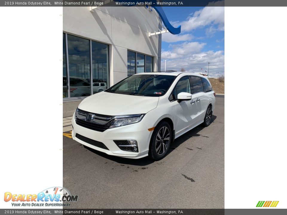 2019 Honda Odyssey Elite White Diamond Pearl / Beige Photo #2