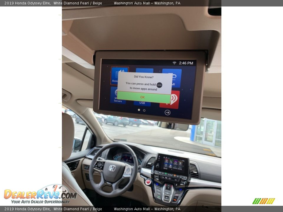 2019 Honda Odyssey Elite White Diamond Pearl / Beige Photo #32