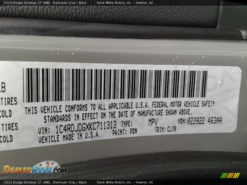 2019 Dodge Durango GT AWD Destroyer Gray / Black Photo #35