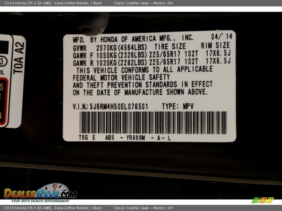 2014 Honda CR-V EX AWD Kona Coffee Metallic / Black Photo #22
