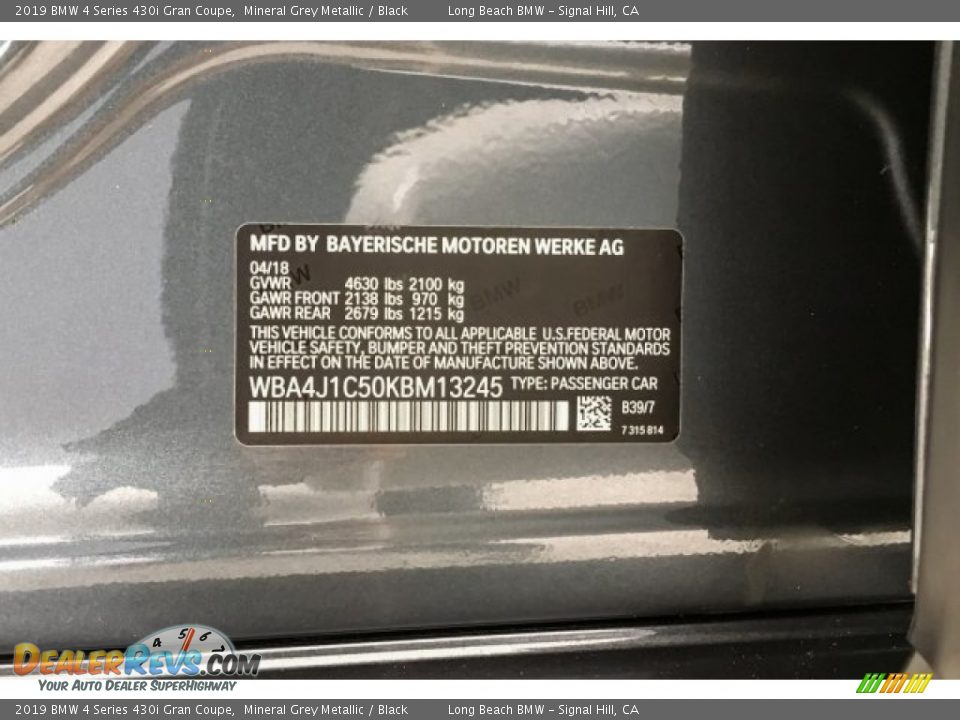 2019 BMW 4 Series 430i Gran Coupe Mineral Grey Metallic / Black Photo #21