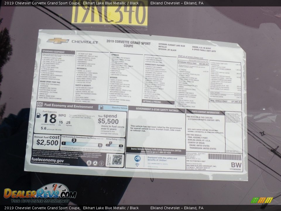 2019 Chevrolet Corvette Grand Sport Coupe Elkhart Lake Blue Metallic / Black Photo #30