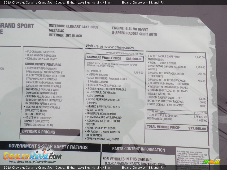 2019 Chevrolet Corvette Grand Sport Coupe Elkhart Lake Blue Metallic / Black Photo #32