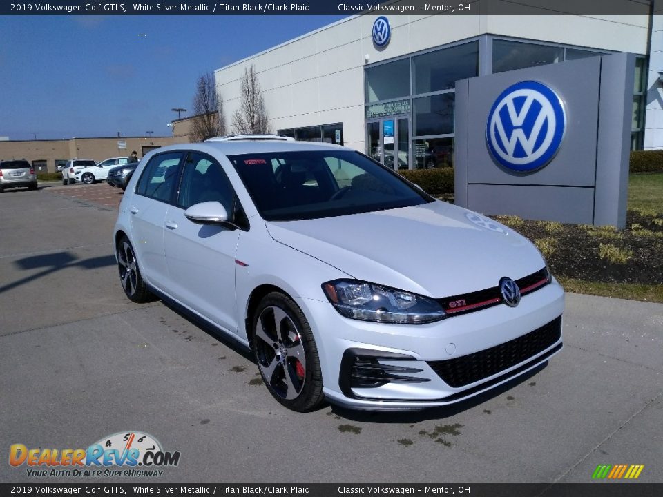 2019 Volkswagen Golf GTI S White Silver Metallic / Titan Black/Clark Plaid Photo #1