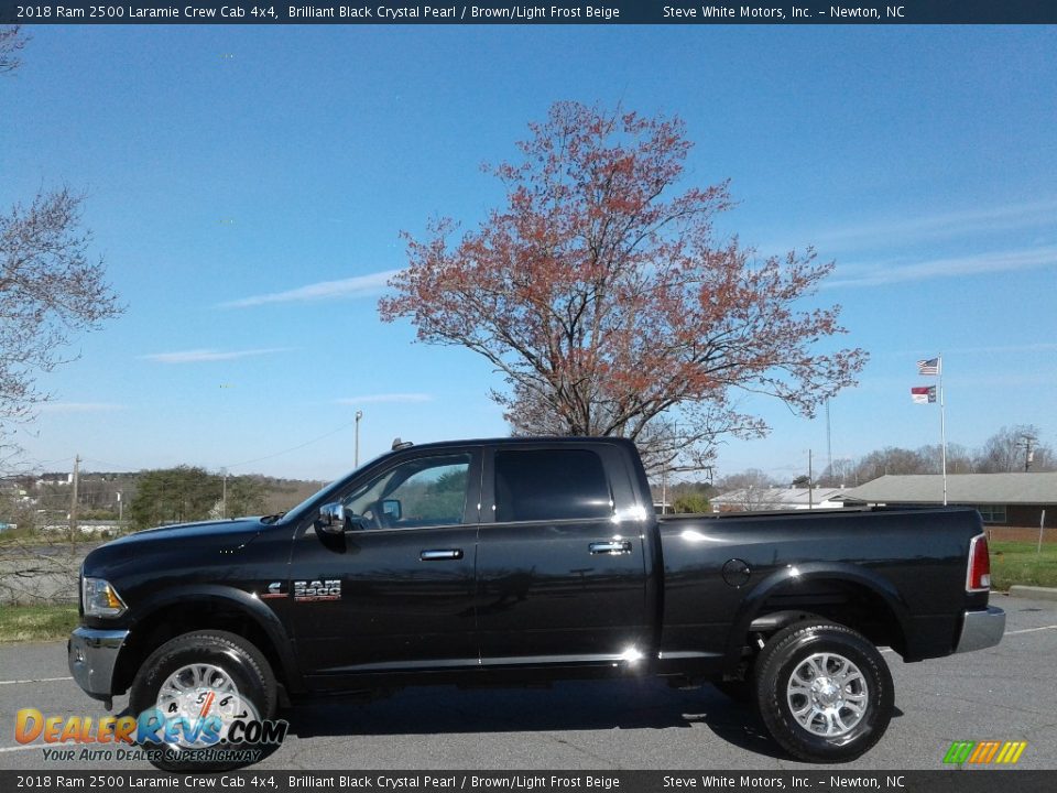 2018 Ram 2500 Laramie Crew Cab 4x4 Brilliant Black Crystal Pearl / Brown/Light Frost Beige Photo #1