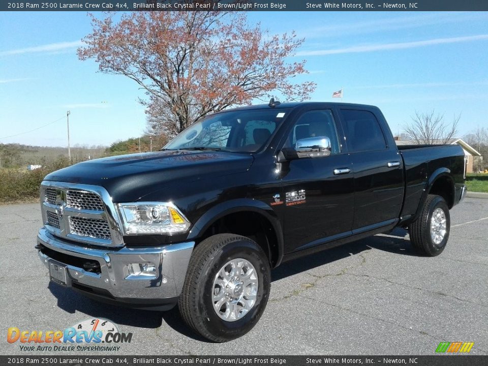 2018 Ram 2500 Laramie Crew Cab 4x4 Brilliant Black Crystal Pearl / Brown/Light Frost Beige Photo #2