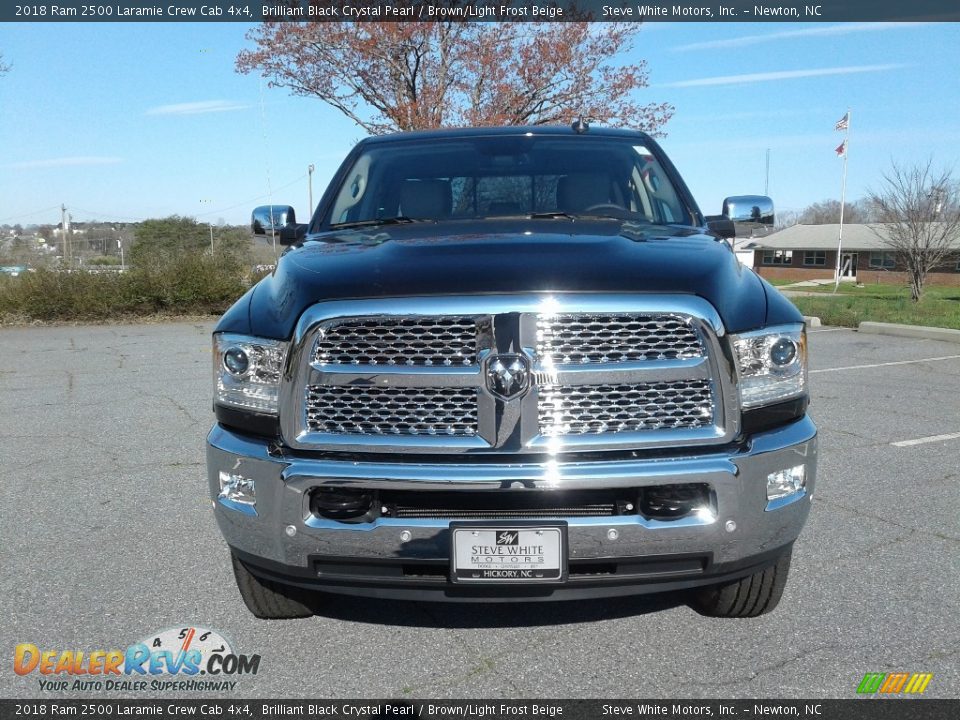 2018 Ram 2500 Laramie Crew Cab 4x4 Brilliant Black Crystal Pearl / Brown/Light Frost Beige Photo #3